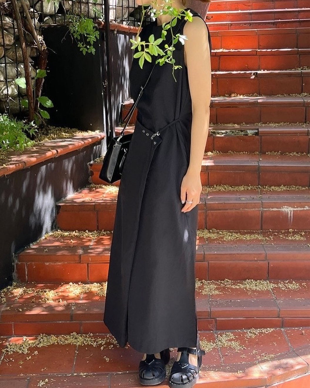 Buckle Cinched Waist Vest Dress – Cloris Fashion